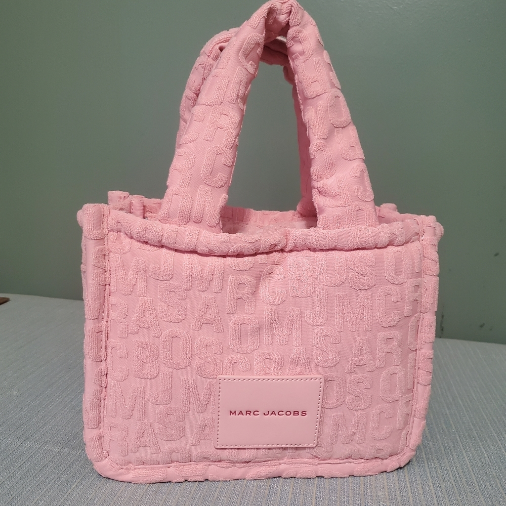 Marc Jacobs The Monogram Terry Tote Small Quartz Pink Logo Bag NEW w/out Tags